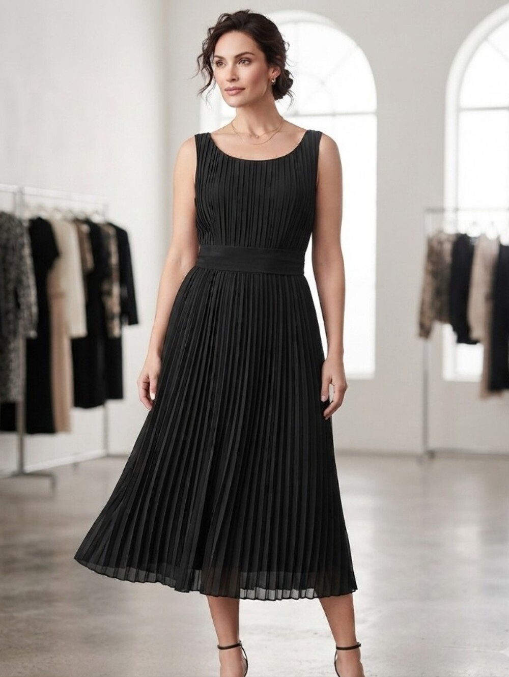 Lane Bryant Black Pleated Dress